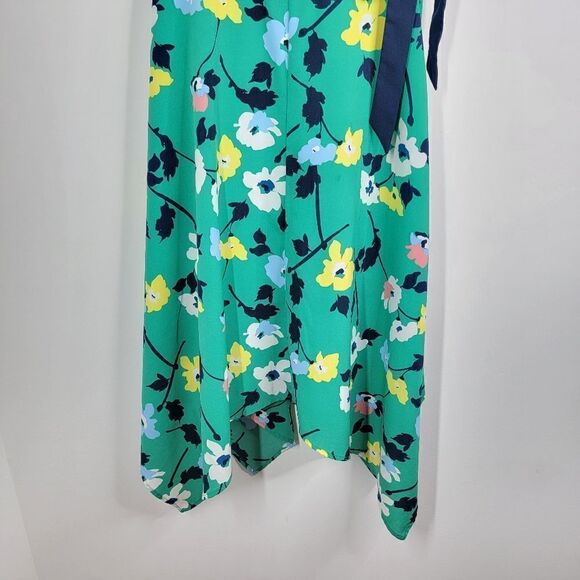 BANANA REPUBLIC Midi Dress Green Black Yellow Floral Flowy Size 6 - Picture 7 of 8